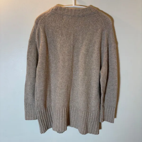 Zara Knit Crewneck Sweater Size Small Oatmeal Beige Ribbed Pullover - Image 5