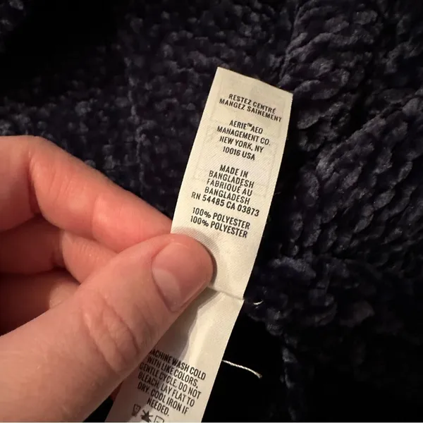 Offline by aerie Navy Blue & Green Long Sleeve Crewneck Chenille‎ Sweater Sz L - Image 8