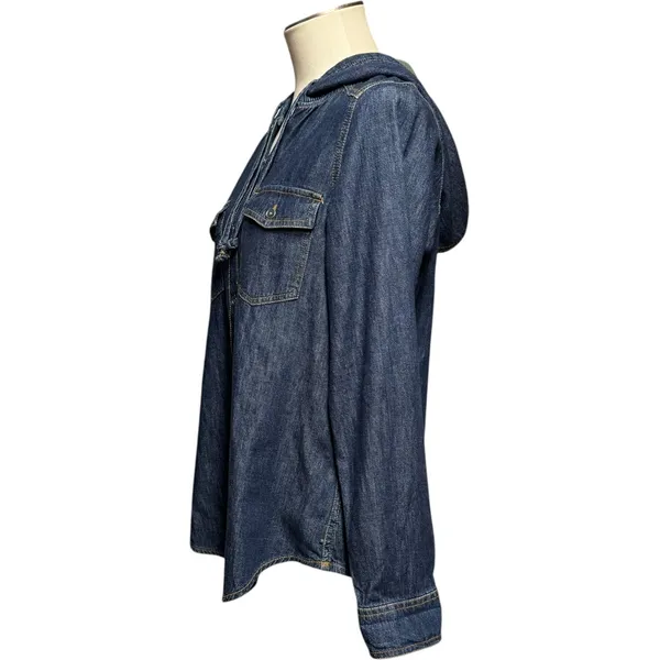 Columbia Cotton Hooded Denim Jacket Blue Medium - Image 2