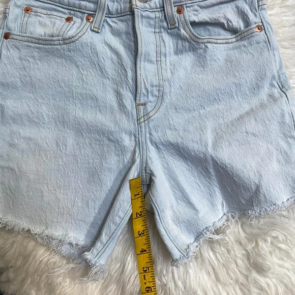 Levi'S Light Blue Wedgie Straight Shorts Distressed Frayed Hem High Waist Y2k - Image 7