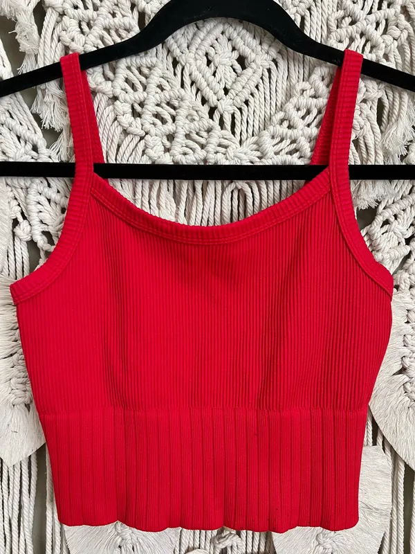 Workout Crop Ribbed Tank Red Size XS - Image 3