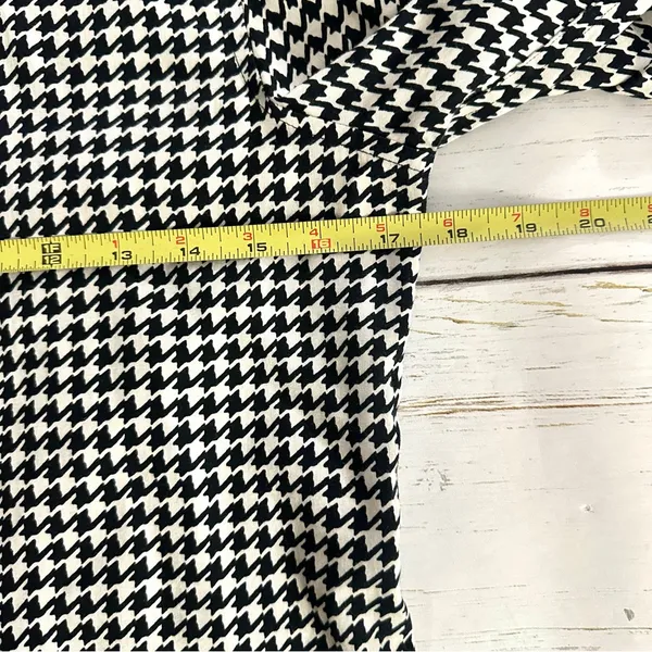 Lauren Ralph Lauren Houndstooth Top S Black Ivory Cotton Non Iron Button Up - Image 7