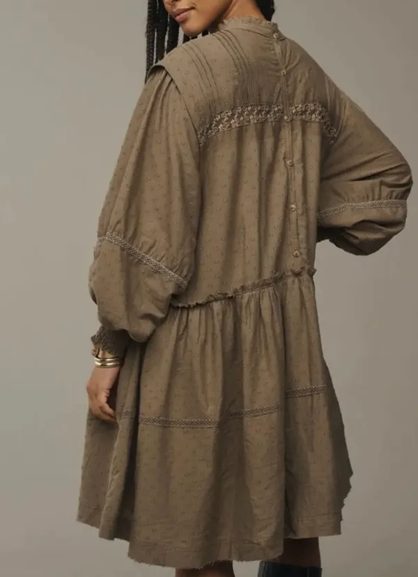 Anthropologie Pilcro Mock-Neck Swing Mini Dress, Size L - Image 3