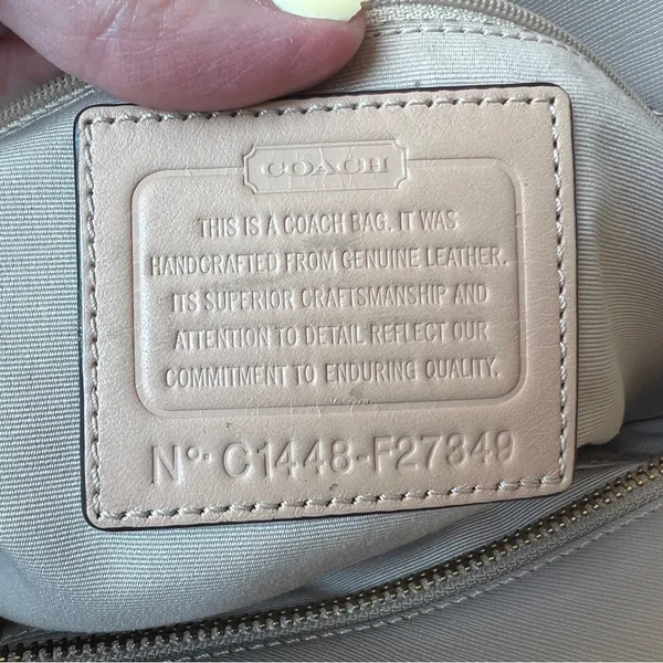 Coach Leather Handbag Purse Tote Bag Outlet Tan Beige - Image 6