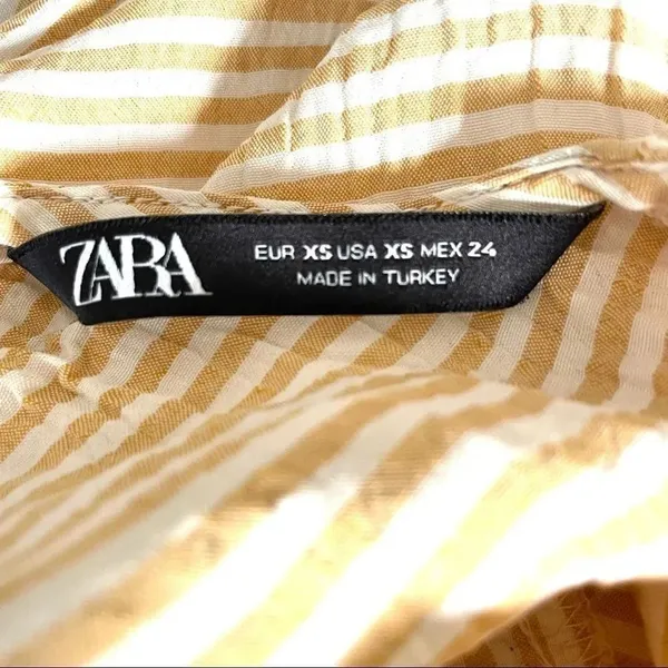 Zara yellow and white striped short sleeve crop top - Image 9