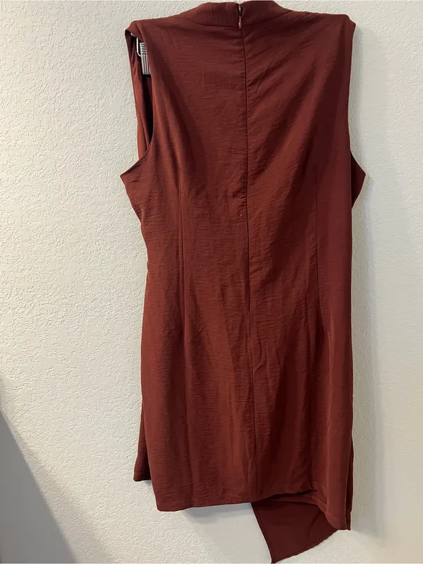Asymmetrical Burgundy Dress‎ - Image 3