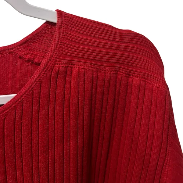 Vintage J Crew Red Ribbed Cotton Henley Sweater Pullover Hong Kong XL Retro - Image 3