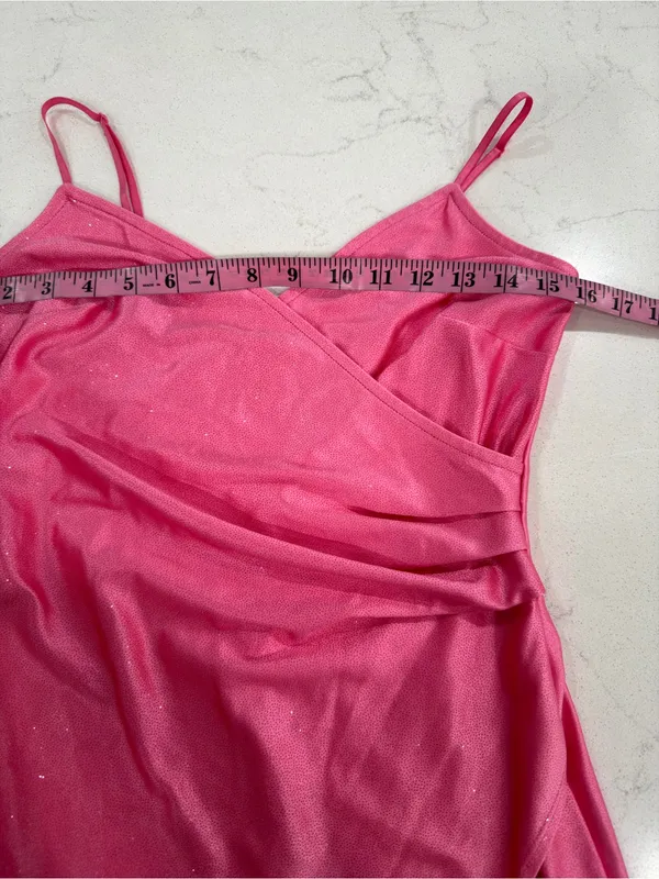 Honey and Rosie Pink Sparkle Wrap-Front Mini Dress - Image 7