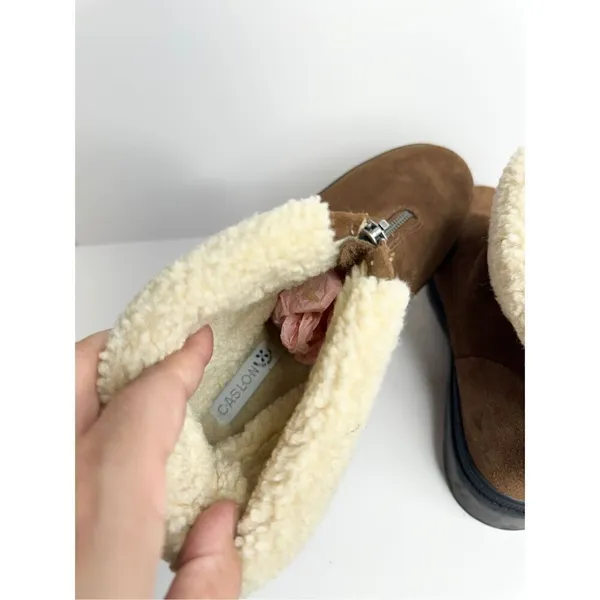 Caslon‎ Boots Cayla Water Resistant Size 9.5 Faux Shearling Trim Booties - Image 6