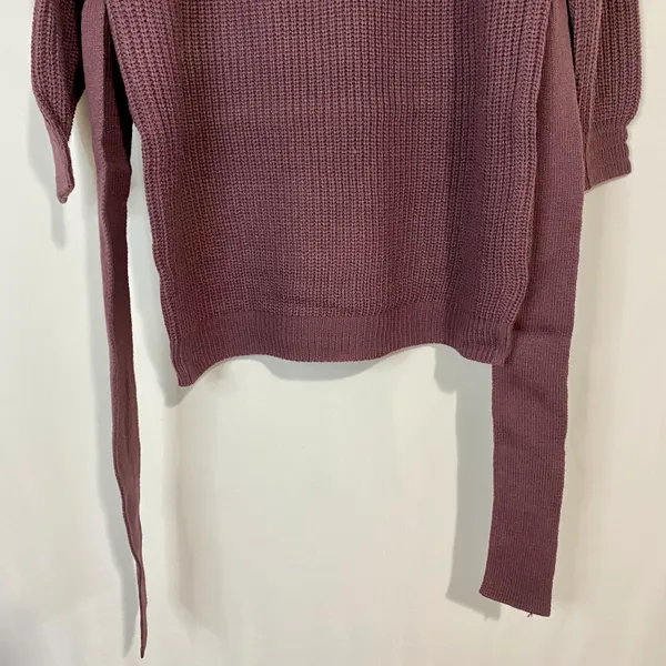 Zenana Women’s Waist Tie Turtleneck Sweater Dress Eggplant Size XS NWOT - Image 3