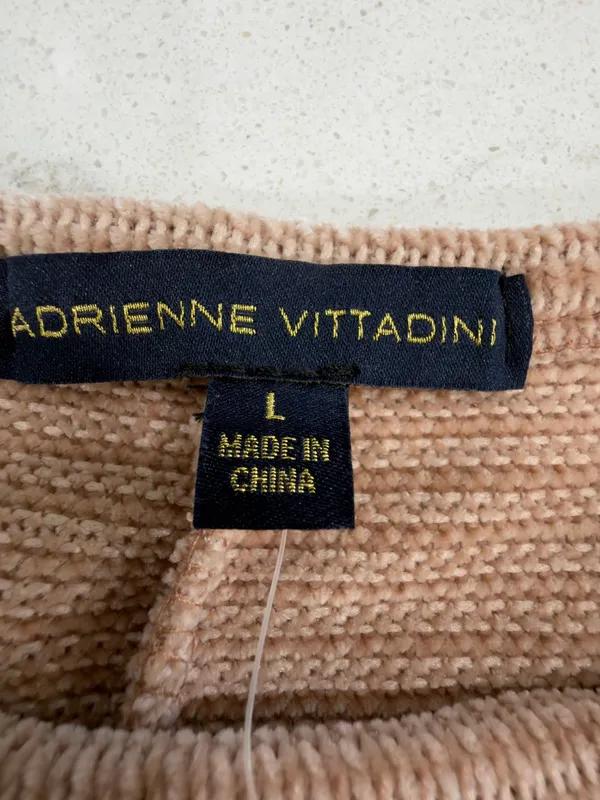 Adrienne Vittadini Peach-Beige Waffle Knit Top - Image 2