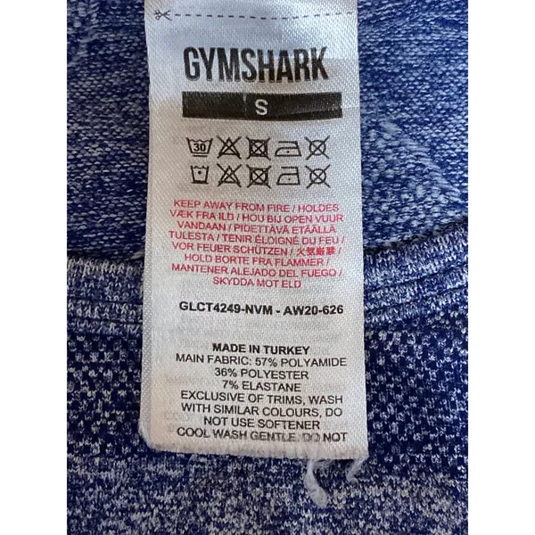 Gymshark Flex Sport Navy Marled Blue Long Sleeve Yoga Athletic Crop Top Size S - Image 5