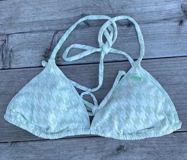 Roxy Check It Mint Houndstooth Triangle Bikini Top Size S NWT - Image 2