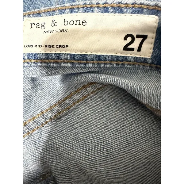 Rag & Bone Lori Mid-Rise‎ Crop Jeans Light Wash Women's Size 27 - Image 11