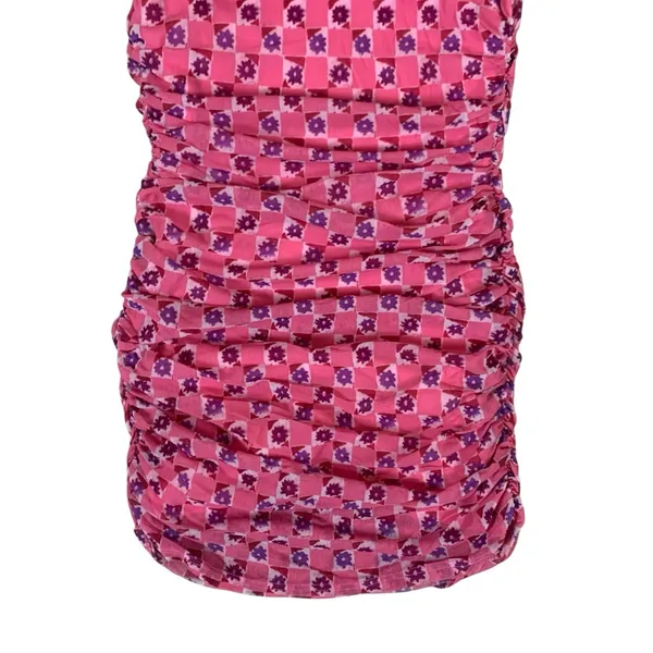 Urban Outfitters Pink Floral Ruched Bodycon Mini Dress L Cottagecore - Image 4