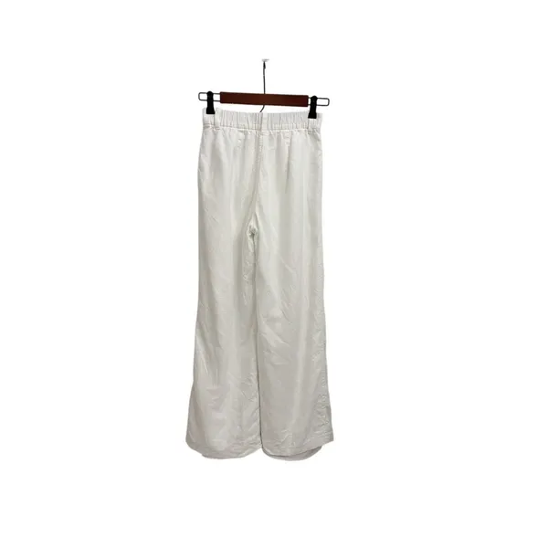 Hollister Livvy Wide Leg White Linen Blend Baggy High Rise Pants Size XS - Image 4