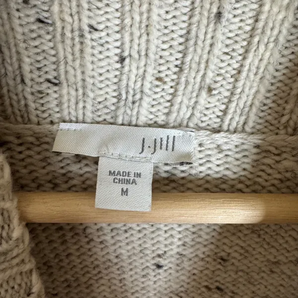 J. Jill Women's Mock Neck Pullover Sweater Oatmeal Gray Speckled Knit Size M - Image 5