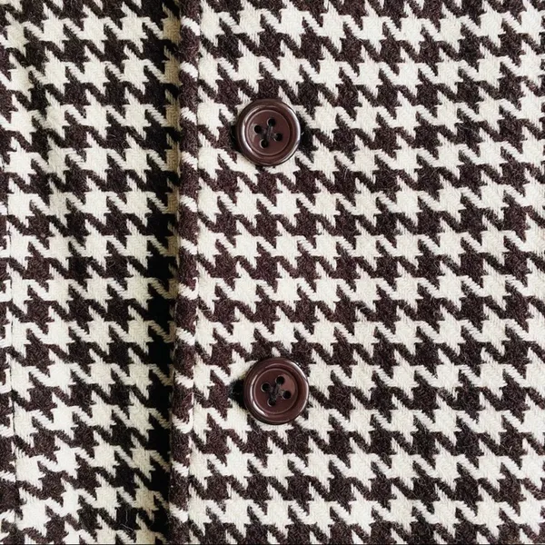 Aritzia Tna Brown & White Houndstooth Wool Buttoned Coat - Image 3