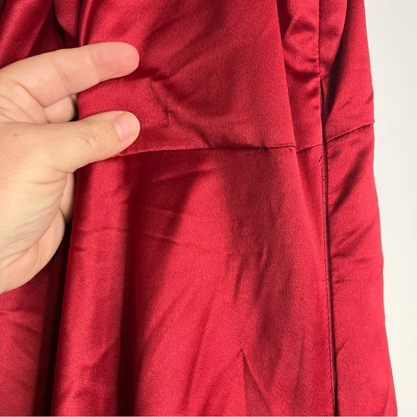 Lulus red satin one shoulder‎ dress side slit women's new with tags - Image 5