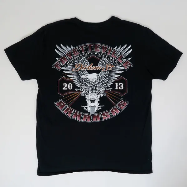 Gildan 2013 Fayetteville Motorcycle Rally Arkansas Graphic Tee Shirt - Image 3
