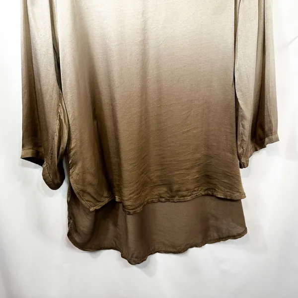 Prontomoda Giusy XL Top Ombre Silk Italy Quiet Luxury Old Money Dip Dye 1769‎ - Image 6