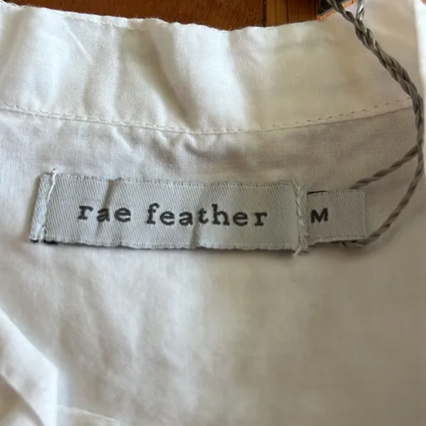 Rae Feather White Organic Cotton Short Sleeve Shirt Dress NWT M - Image 5