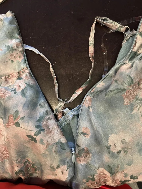 Wild Fable Dress Womens Small Blue Floral Satin Maxi Sundress Ruffle Hem - Image 11