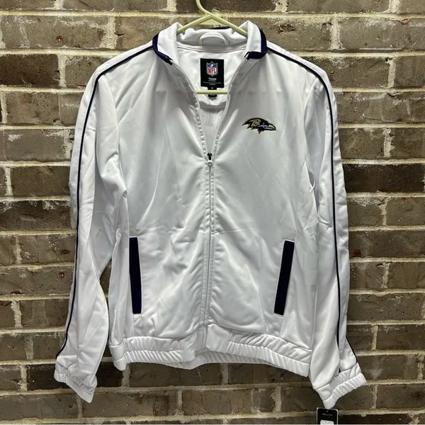 NFL BALTIMORE RAVENS White Light Weight Track Jacket Coat Bling Womens Medium - Image 3