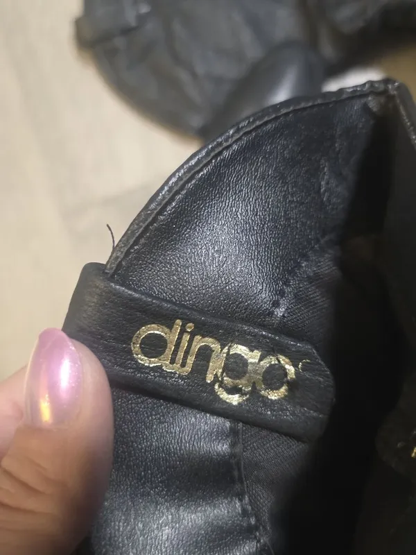 Vintage Dingo Black Leather Slouch Western Boots Women's Size 6 metal toe detail - Image 3