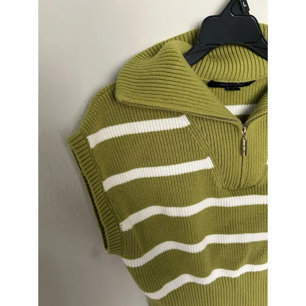 Marc New York Striped Quarter Zip Sweater Vest Size XS Chic Preppy Career - Image 3