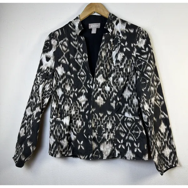 Chico’s 0 career business casual Open Blazer jacket small 4 6 artsy boho western - Image 2