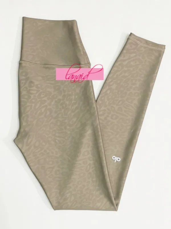 Alo Airlift High-Waist Leopard Debossed Leggings Gravel Tan Animal Print Hi-Rise - Image 5