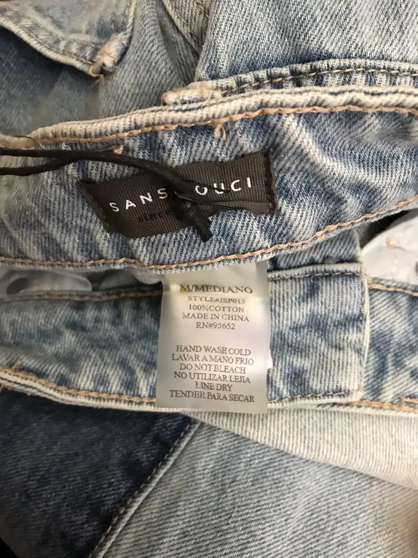 NWT Sans Souci Two-Tone Light Blue Wide-Leg Jeans Sz M - Image 7