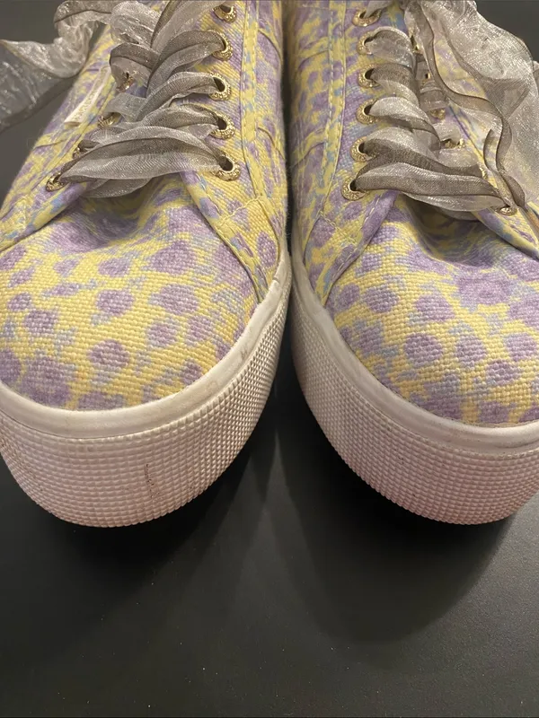 Superga x LoveShackFancy 2790 Platform Sneakers Yellow Purple Floral Lace 40 (9) - Image 9
