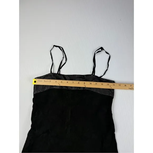 VEDA Black Suede Leather Trim Mini Dress Party Cocktail Women's P‎ - Image 2