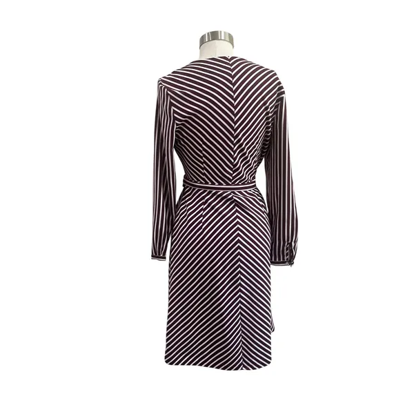 Banana Republic Brown Stripe Faux Wrap Career Office‎ Midi Dress Size 6 - Image 4