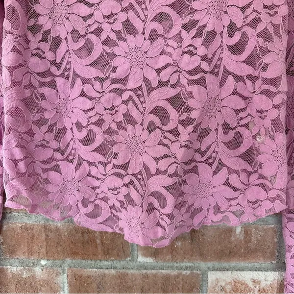 Intimately Free People Long Distance Floral Lace Shirt Women’s Large Pink Angel - Image 4