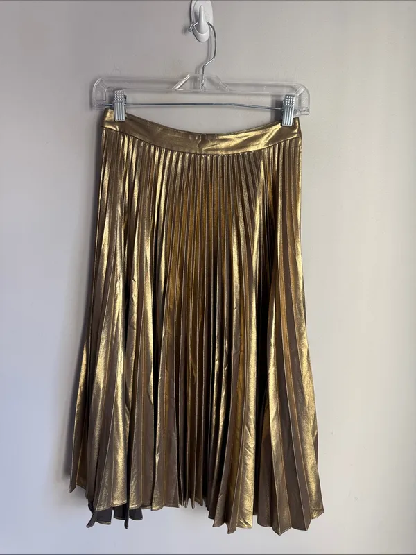 A.L.C. Gates Gold Pleated Skirt 0 - Image 3