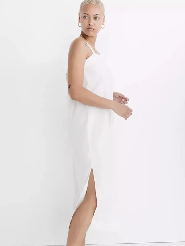 Madewell Linen Blend White Midi Dress - Image 3