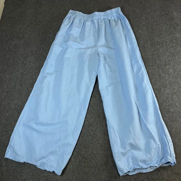 Vineyard Vines Womens Blue Linen Blend Wide Leg Crop Pants Size M High Rise - Image 2