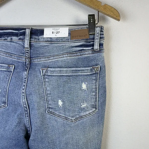 Judy Blue 5 27 High Rise distressed Flare Jeans slimming bohemian western NWT - Image 11