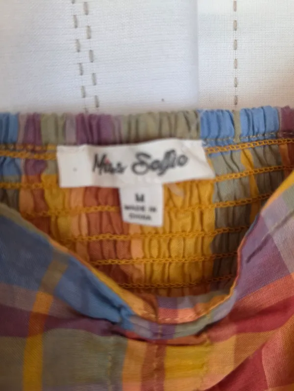 Miss Selfie Plaid Puff Sleeve Crop - Image 2
