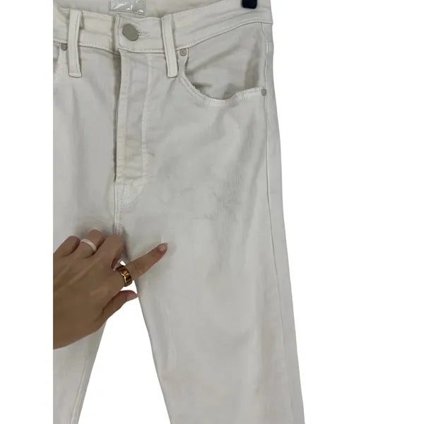 MOTHER The Tomcat Ankle Jeans Cream Puffs Ivory Straight Leg Size 26 - Image 7