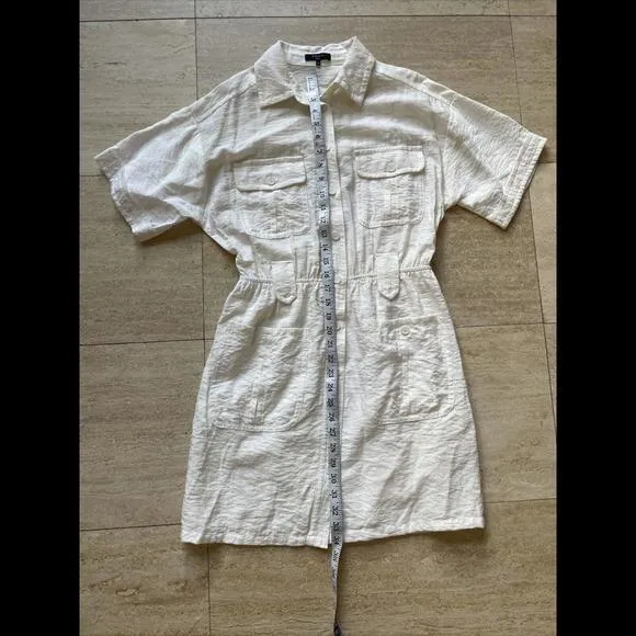 FRNCH Paris White button front Short Sleeve mini dress size small‎ - Image 4