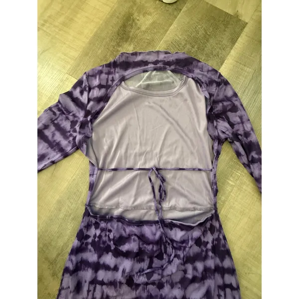 VICI Purple‎ Tie-Dye Open Back Long Sleeve Dress - Size Medium - Image 3