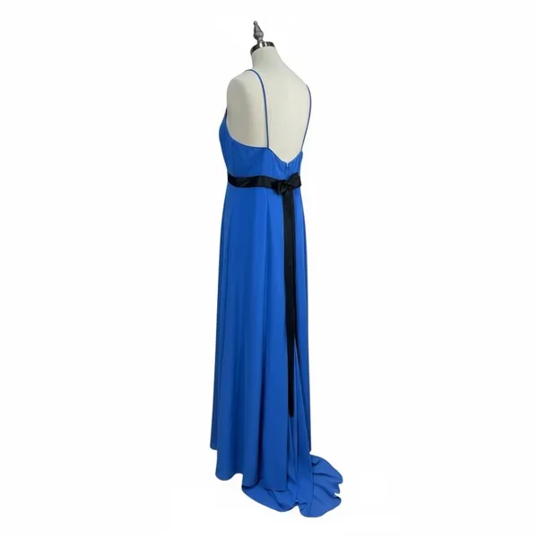 Linda Royal Blue Chiffon Maxi Gown Open Back Bow Detail Prom Formal Women's 16‎ - Image 2