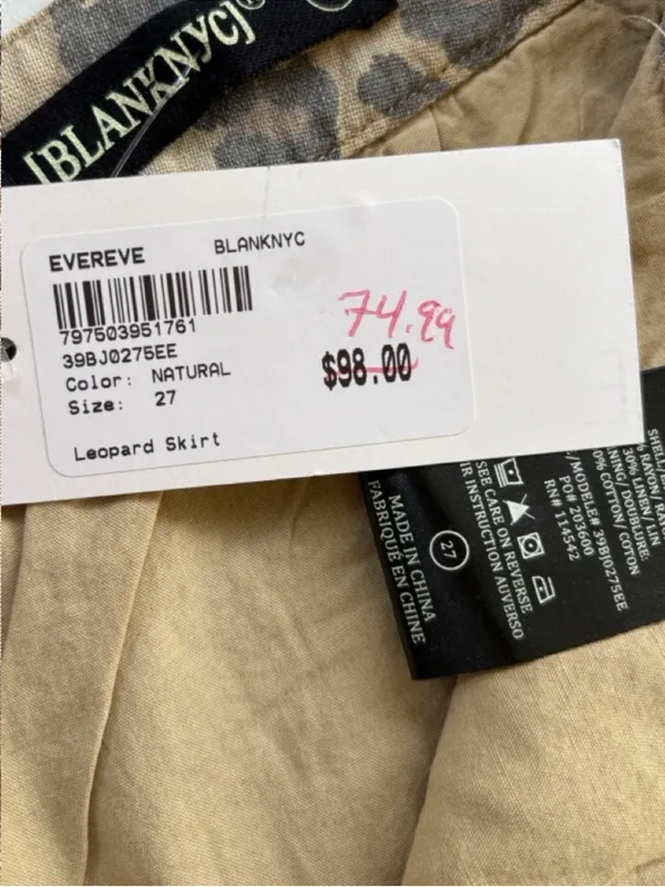 NWT Blank NYC Linen Blend Skirt Leopard Size 27 Retail $98.00 - Image 6