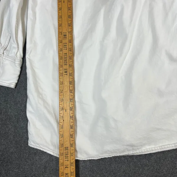 Madewell White Denim Shirt Dress Long Sleeve Button Front‎ Cotton Shacket Small - Image 11
