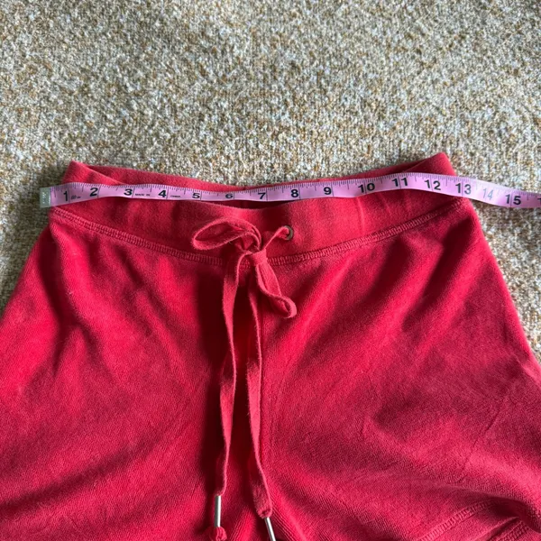 Juicy Couture Red‎ Velour Rhinestone Logo Shorts Vtg Y2K McBling Baddie Small - Image 4