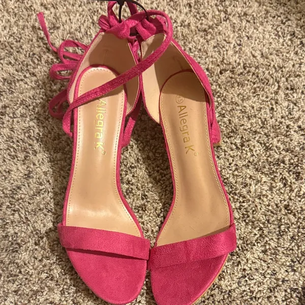 Allegra K Pink Suede Block Heels - Image 2